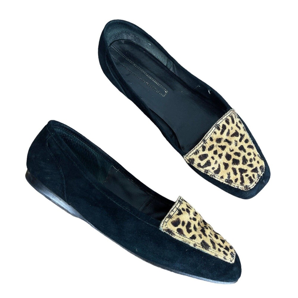 Enzo Angiolini Women's Size 9 W Liberty Leopard Calf Slip On Flats Loafers